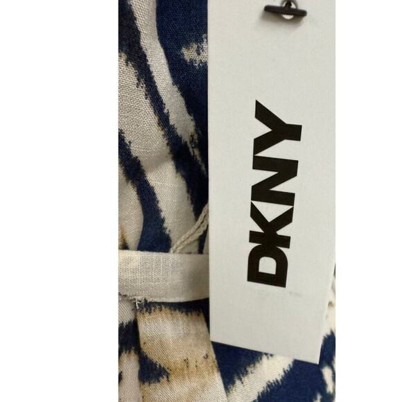 NWT DKNY Navy Multi Ikat Print Sleeveless Button-Front Maxi Dress 6 - Picture 3 of 5